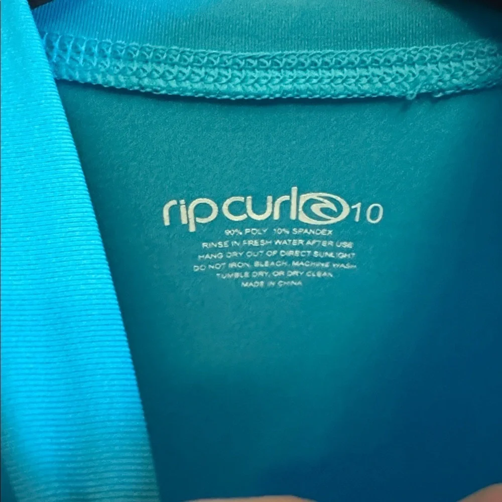 Rip Curl Aqua Long Sleeve Rash Guard Girls Youth Size 10 Sun Protection Shirt